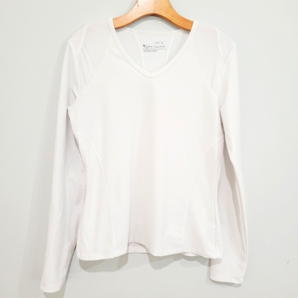 Tek Gear white long sleeve workout shirt size M